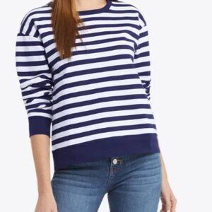Draper James - Kelsea Sweatshirt - Awning Stripe Navy & White 3X -22/24 - NWT
